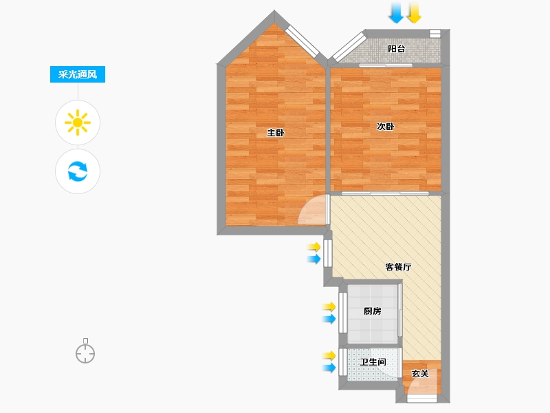 北京-北京市-玉林里小区-43.55-户型库-采光通风