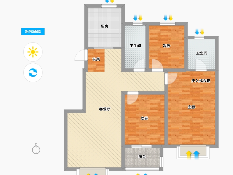 山东省-青岛市-吉安君庭-97.67-户型库-采光通风