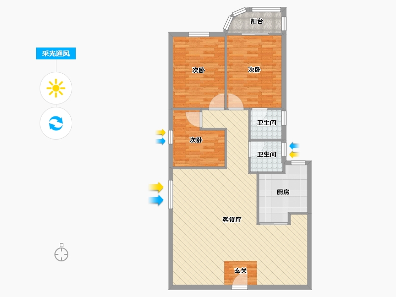 广东省-深圳市-香蜜三村-93.60-户型库-采光通风