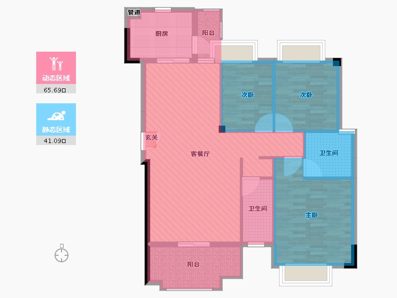 广东省-深圳市-海航城北苑2栋-95.86-户型库-动静分区