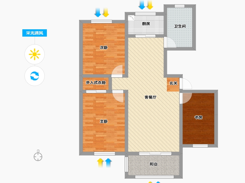 山东省-德州市-荣兆锦宸-88.22-户型库-采光通风