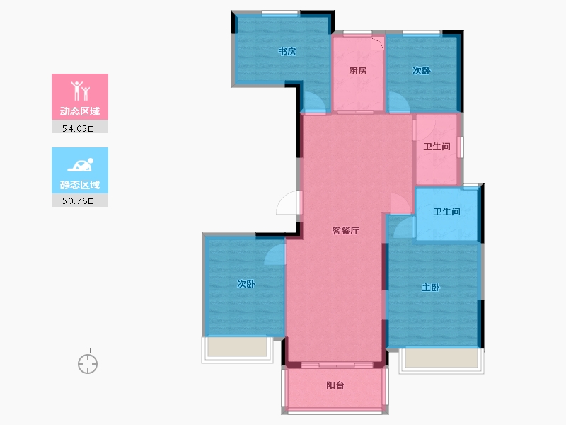 浙江省-嘉兴市-龙光玖悦华府-94.65-户型库-动静分区