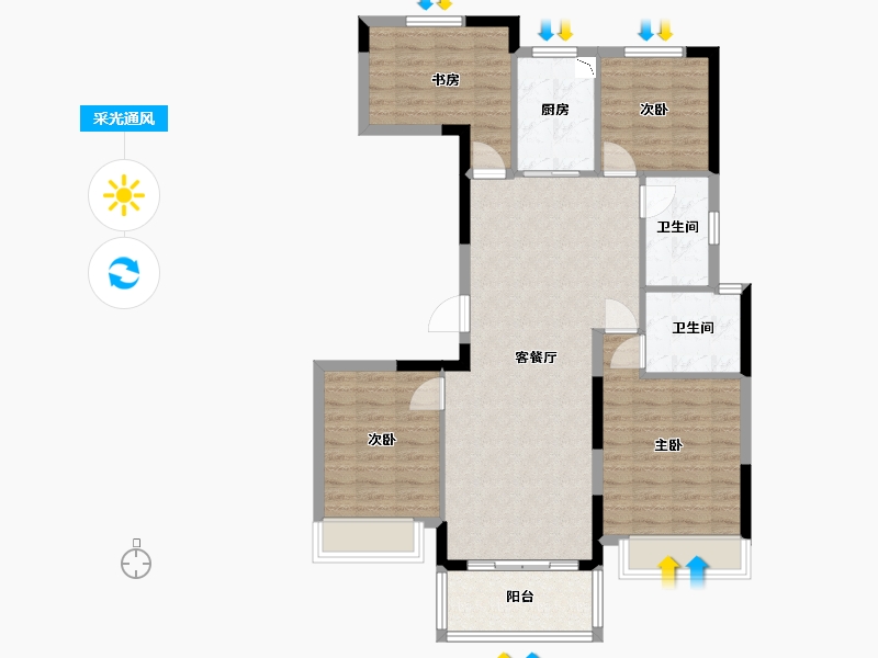 浙江省-嘉兴市-龙光玖悦华府-94.65-户型库-采光通风