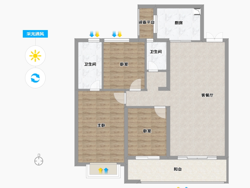 陕西省-西安市-奥园璞樾湾-100.01-户型库-采光通风