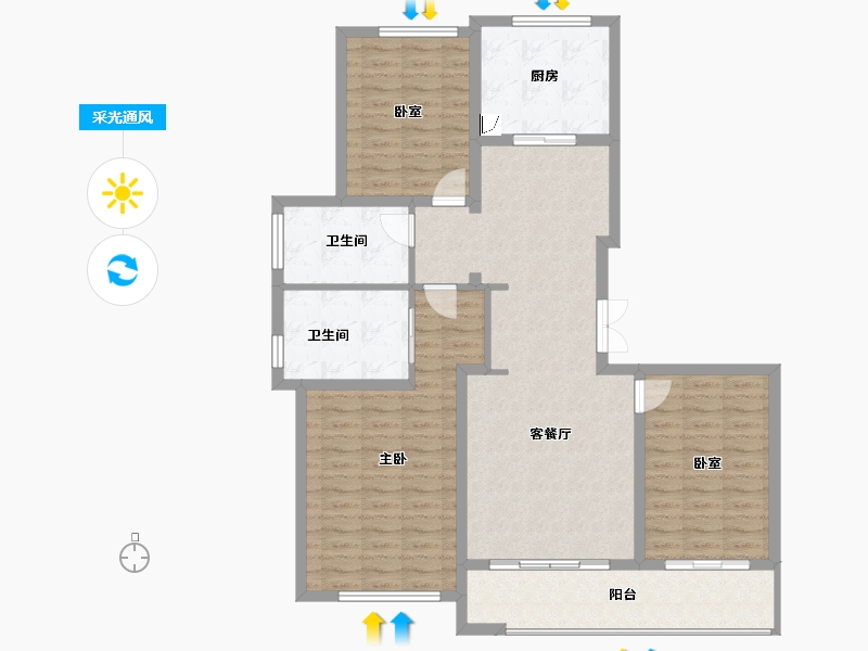 陕西省-西安市-奥园璞樾湾-114.33-户型库-采光通风