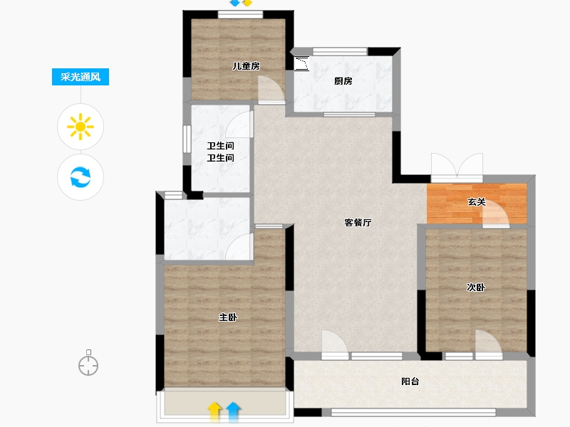 山东省-青岛市-中南世纪城（林樾）-96.00-户型库-采光通风