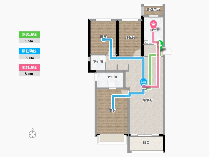 陕西省-西安市-沣水云岭-92.67-户型库-动静线