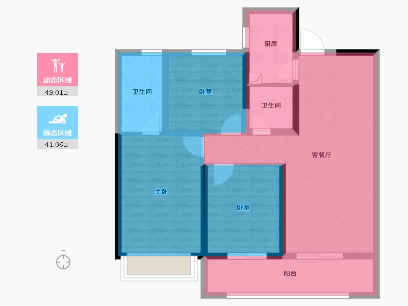 陕西省-西安市-沣水云岭-79.82-户型库-动静分区