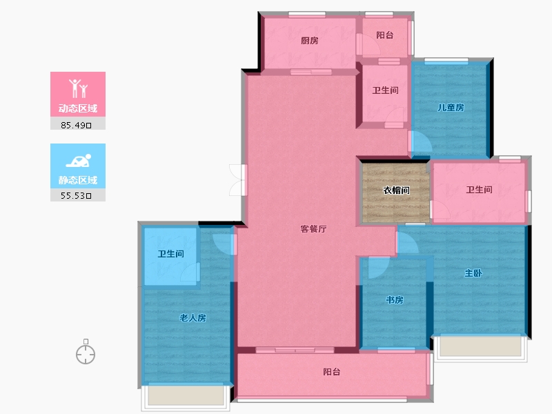 陕西省-西安市-沣水云岭-131.61-户型库-动静分区