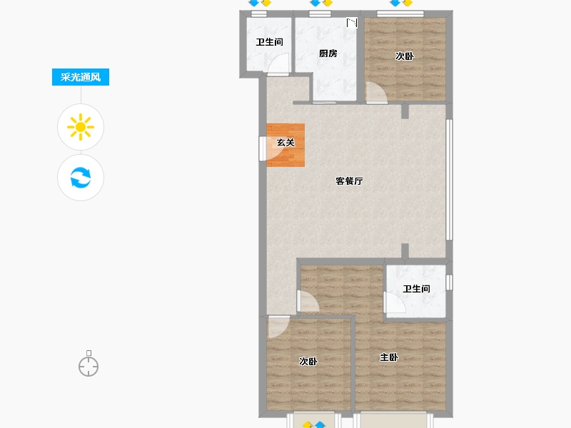 河北省-邯郸市-泽信・云樾天著-89.60-户型库-采光通风