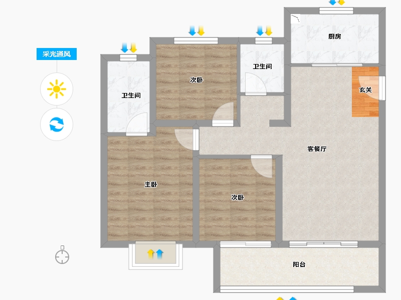 河北省-邯郸市-泽信・云樾天著-83.20-户型库-采光通风