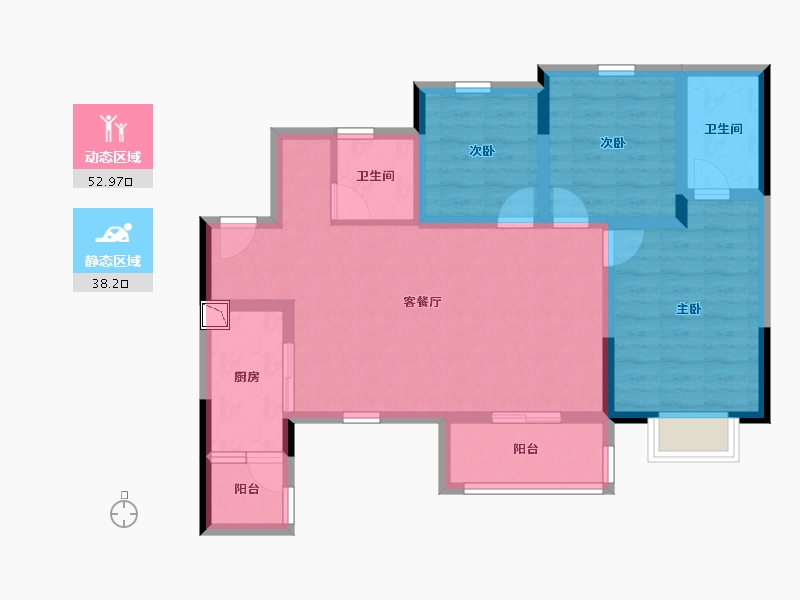 四川省-眉山市-融创璟凌溪-80.26-户型库-动静分区