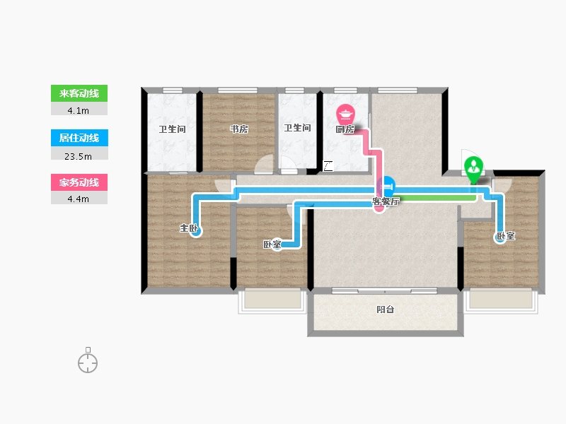 陕西省-西安市-绿地新里・铂瑞公馆-120.70-户型库-动静线