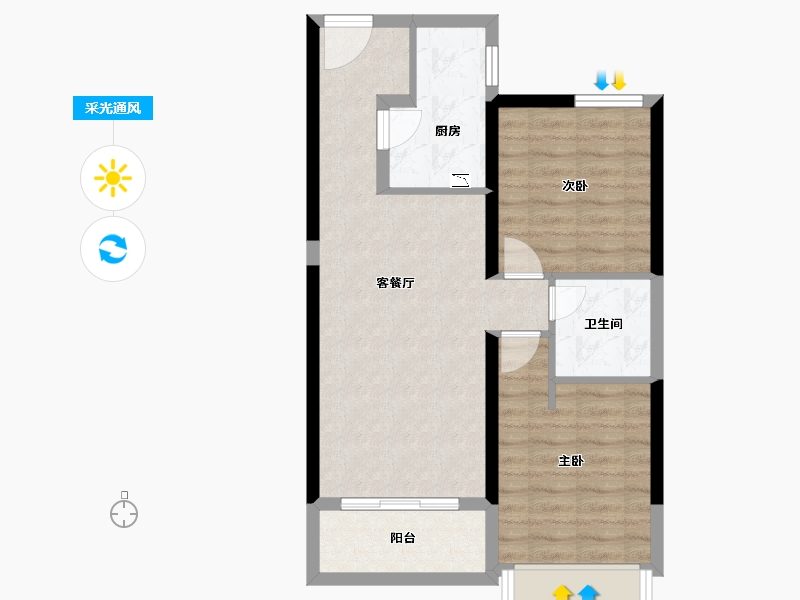 青海省-西宁市-富力开远城-63.35-户型库-采光通风