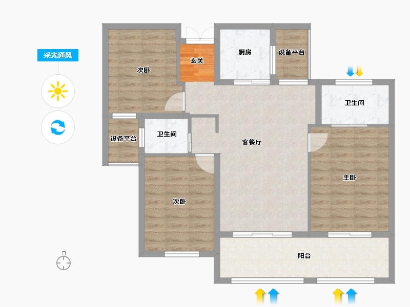 湖北省-十堰市-百强世纪城|百强中心-93.44-户型库-采光通风