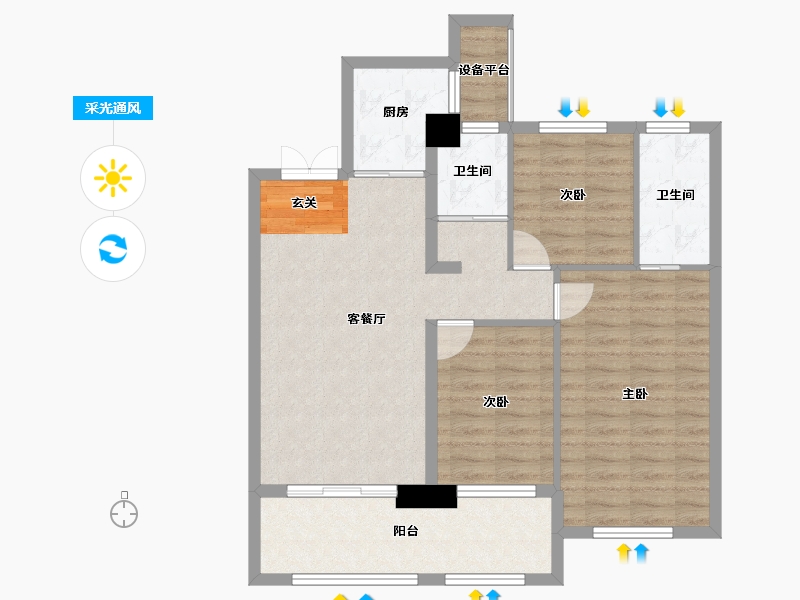 湖北省-十堰市-百强世纪城|百强中心-86.07-户型库-采光通风