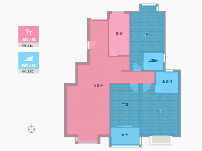 陕西省-西安市-双维花溪湾-107.27-户型库-动静分区