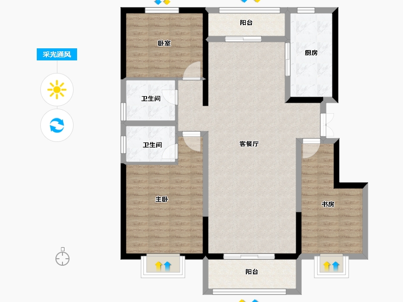 陕西省-西安市-雁泊台-103.79-户型库-采光通风