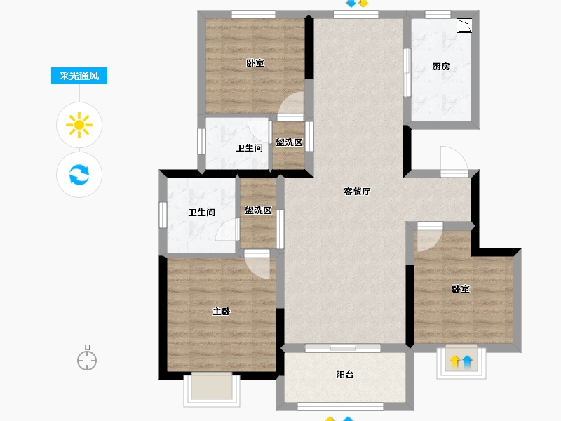 陕西省-西安市-力高・君御世家-91.88-户型库-采光通风