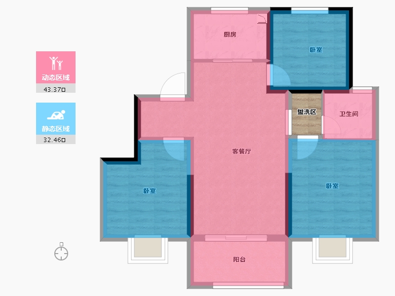 陕西省-西安市-力高・君御世家-69.21-户型库-动静分区