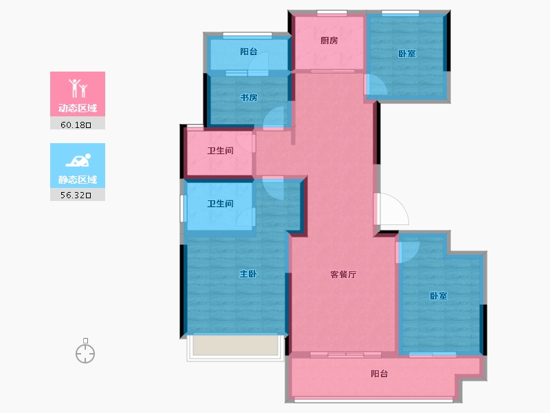 陕西省-西安市-弘阳昕悦府-102.96-户型库-动静分区