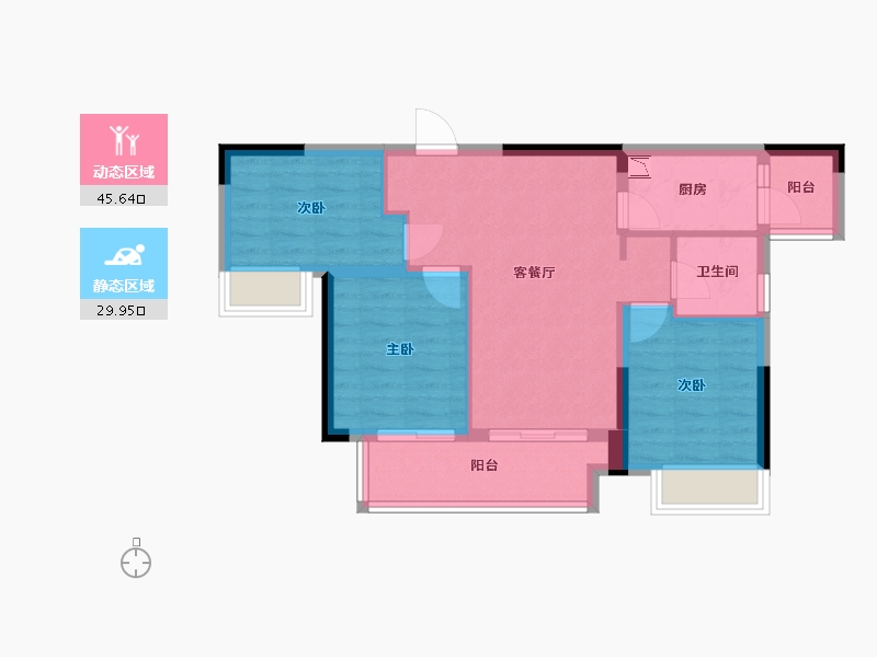 重庆-重庆市-重庆嘉阅滨江-67.08-户型库-动静分区