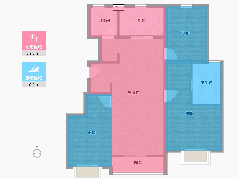 河北省-唐山市-龙湖・天境-85.22-户型库-动静分区