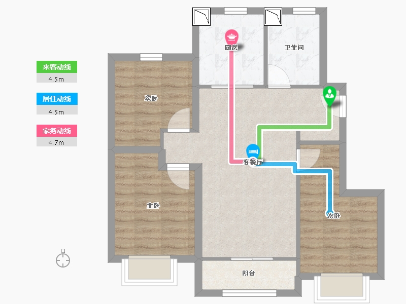 河北省-唐山市-龙湖・天境-67.06-户型库-动静线