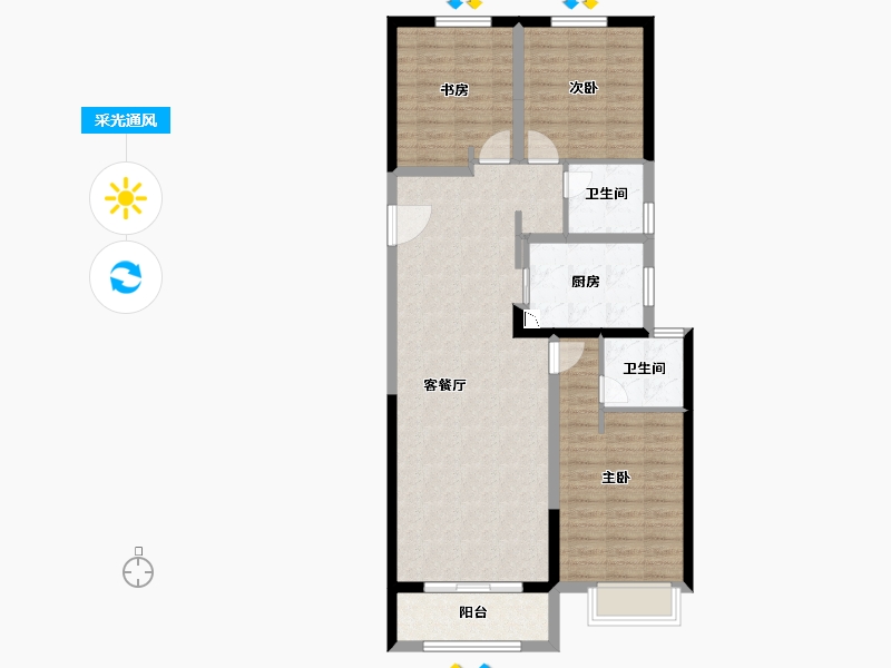 青海省-西宁市-富力开远城-94.56-户型库-采光通风