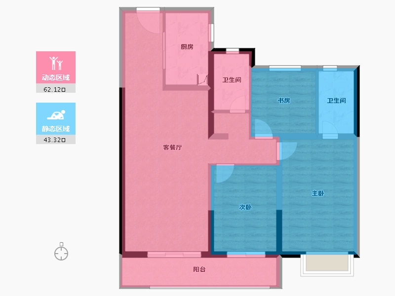 青海省-西宁市-富力开远城-94.61-户型库-动静分区