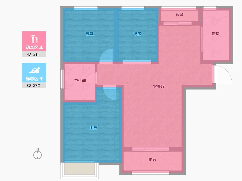 河北省-石家庄市-易居熙园-71.05-户型库-动静分区