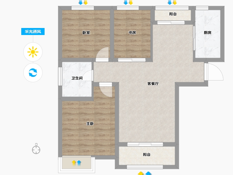 河北省-石家庄市-易居熙园-71.05-户型库-采光通风