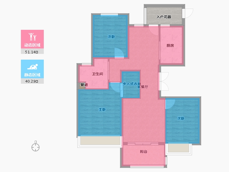 河南省-郑州市-碧源郑北瑞园-86.78-户型库-动静分区