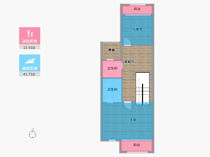 河北省-廊坊市-廊坊鸿坤・理想城-72.63-户型库-动静分区