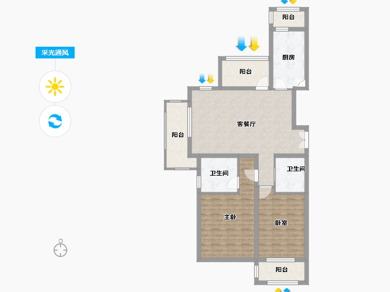 河北省-廊坊市-廊坊鸿坤・理想城-92.09-户型库-采光通风