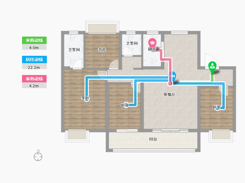 湖北省-天门市-上坤北湖四季-108.58-户型库-动静线