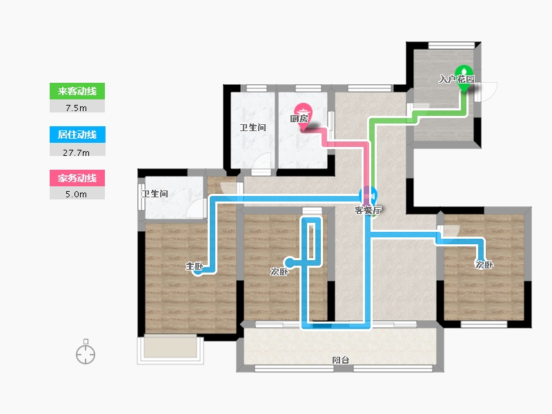 江苏省-盐城市-通银红堡庄园-95.80-户型库-动静线