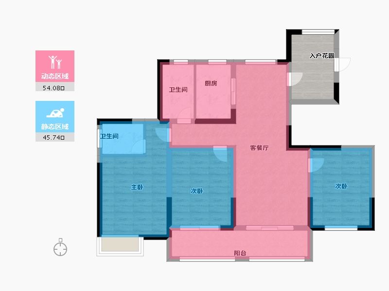 江苏省-盐城市-通银红堡庄园-95.80-户型库-动静分区