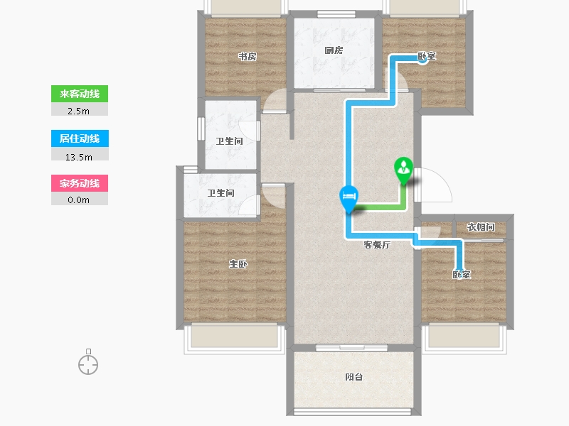 湖北省-天门市-上坤北湖四季-99.52-户型库-动静线