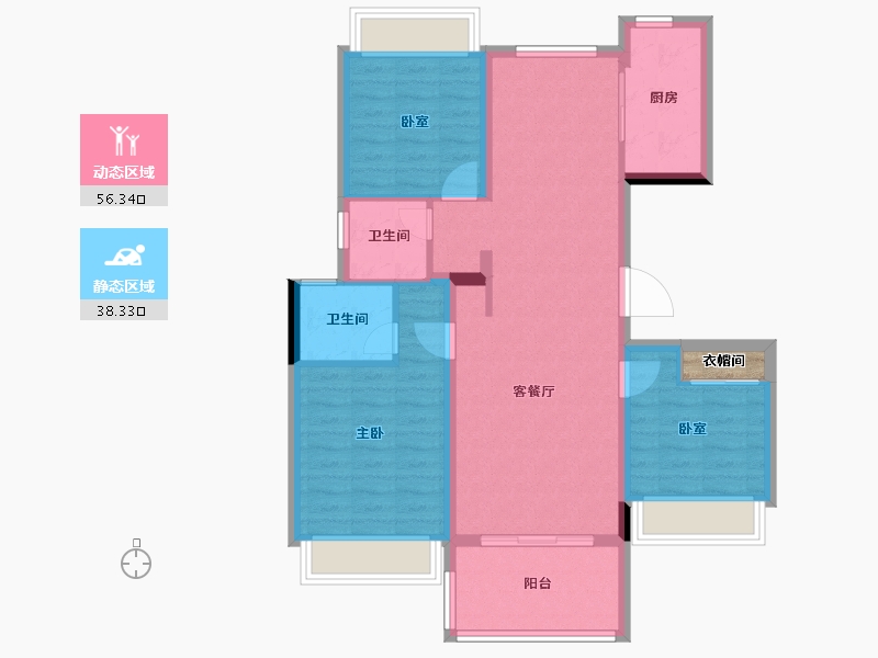 湖北省-天门市-上坤北湖四季-86.02-户型库-动静分区