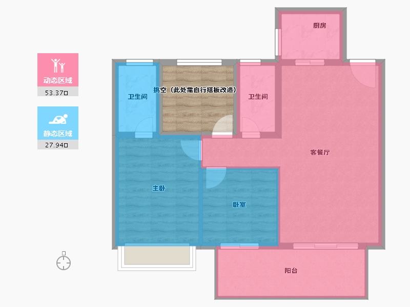 湖南省-衡阳市-金钟・美墅湾-80.98-户型库-动静分区