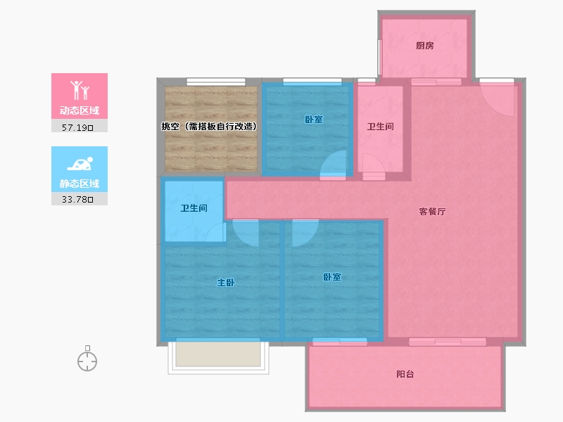 湖南省-衡阳市-金钟・美墅湾-89.14-户型库-动静分区