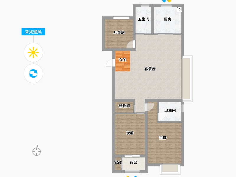 山西省-晋中市-保利时光印象-96.79-户型库-采光通风