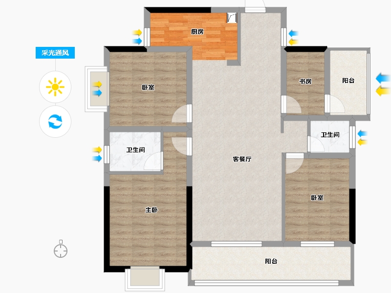 湖南省-衡阳市-鸿豪・东御-106.32-户型库-采光通风