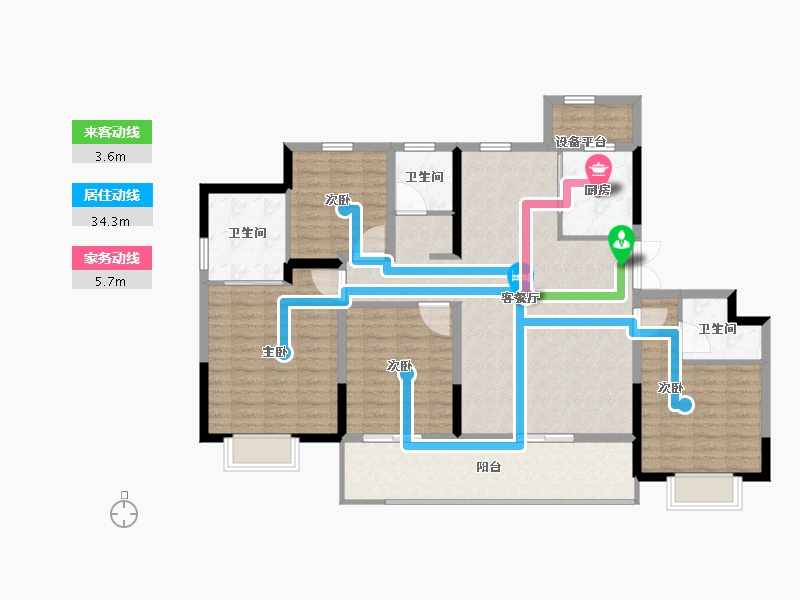 江苏省-南通市-圆融玺悦-130.41-户型库-动静线