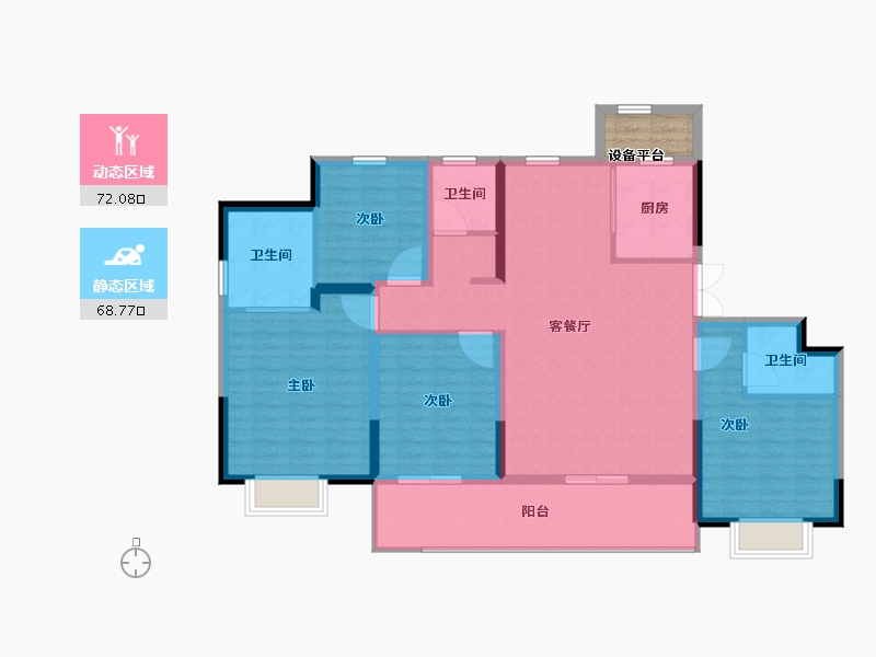 江苏省-南通市-圆融玺悦-130.41-户型库-动静分区