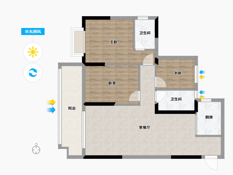 湖南省-衡阳市-来雁1号-90.94-户型库-采光通风