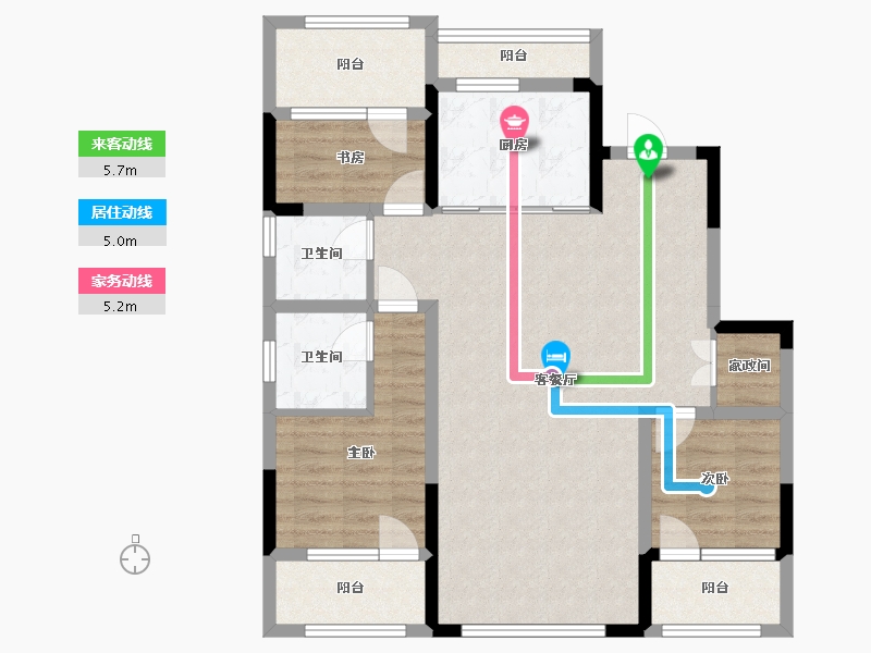 吉林省-长春市-富腾御湖壹号院-94.02-户型库-动静线