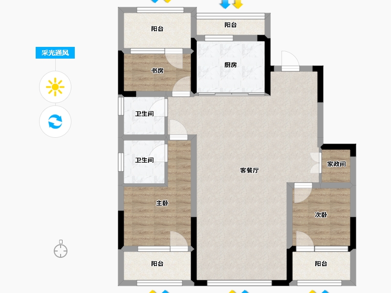 吉林省-长春市-富腾御湖壹号院-94.02-户型库-采光通风