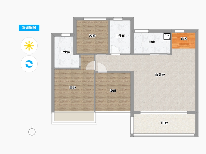 江苏省-苏州市-锦上和风华苑-84.00-户型库-采光通风